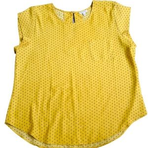 Mustard yellow polkadot blouse